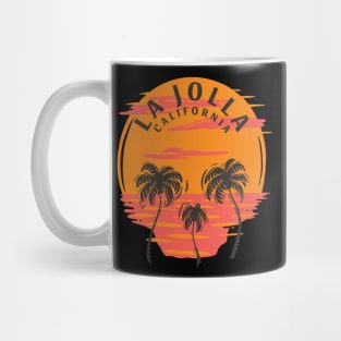 La Jolla California Sunset Skull and Palm Trees Mug